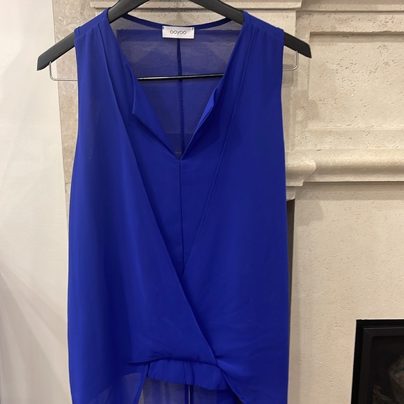 Royal Blue high low criss cross tank blouse. One size small/medium. Worn once. - Picture 2 of 8